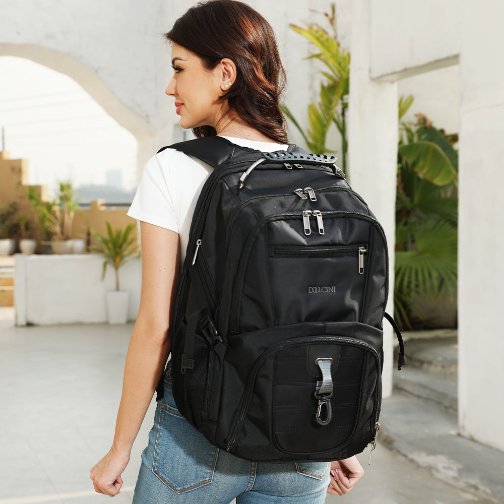 Dollcini Uniszex Laptop Hátizsák – Vízálló Utazóhátizsák, USB Töltőporttal, Fekete