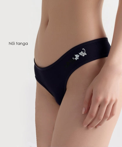 Dollcini, Tanga női bugyi, Cicamintás női bugyi, 95% Pamut + Spandex, Többszínű, 6 db-os Csomag