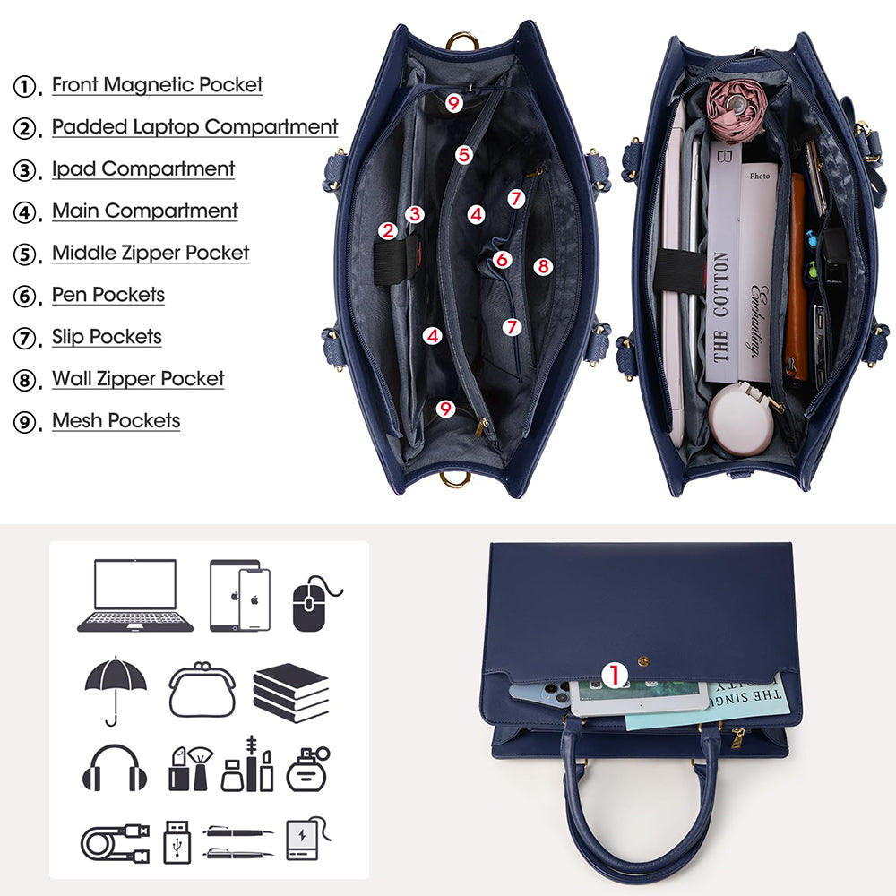 Dollcini Női Laptoptáska – Vízálló Műbőr Válltáska, 15,6" Laptophoz