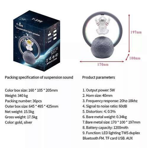 Dollcini Otthon Űrhajós Bluetooth Hangszóró – LED Világítással