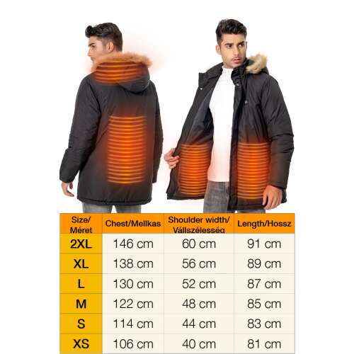 Dollcini Férfi Fűthető Kabát – Vízálló, Kapucnis, 9 Fűtőelemmel [A powerbankot külön kell megvásárolni]