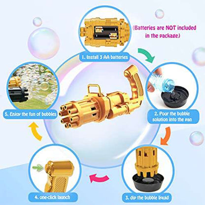 Dollcini Mini Gatling Buborékfújó – 8 Lyukú Játék Gyerekeknek