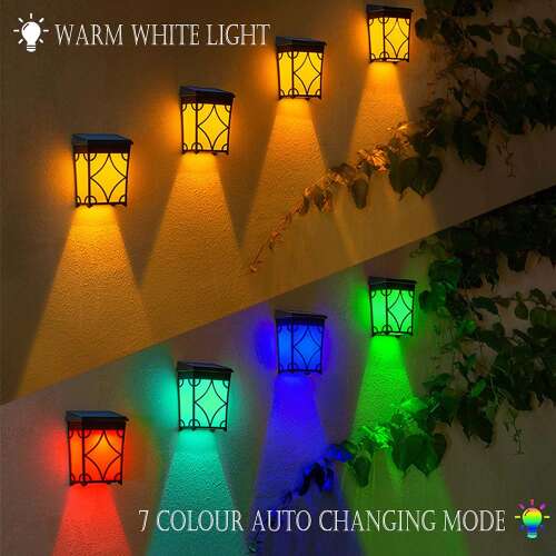 Dollcini Otthon Retro Napelemes Kerítéslámpa Dekoráció – Vízálló, RGB