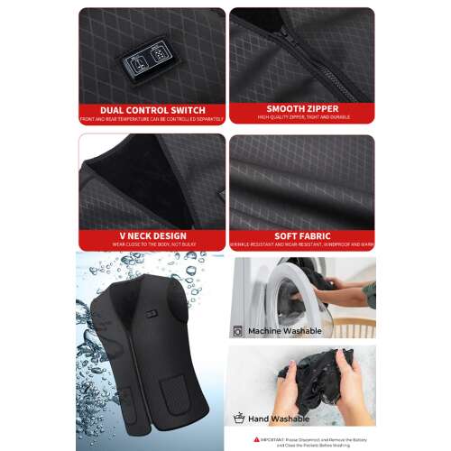 Dollcini Női Fűthető Mellény – V-nyakú, USB Fűtésű, Stílusos és Kényelmes [A powerbankot külön kell megvásárolni]