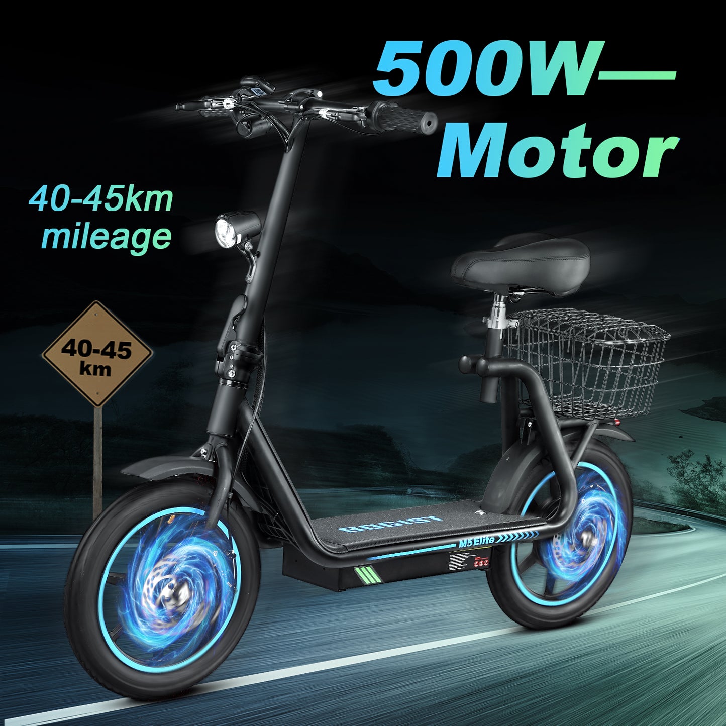Bogist M5 Elite Elektromos Roller 500W – 40 km/h, 45 km Hatótáv, 14″ Kerék