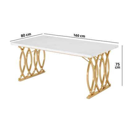 Dollcini Otthon Márvány Hatású Étkezőasztal Arany Lábakkal