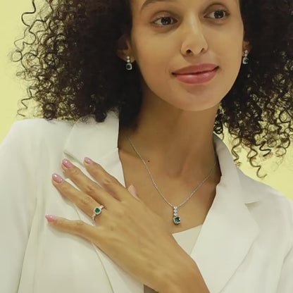 Dollcini, 925 Ezüst Zöld Köves Ékszer Kollekció – Gyűrű, Nyaklánc, Fülbevaló vagy 3 Részes Szett