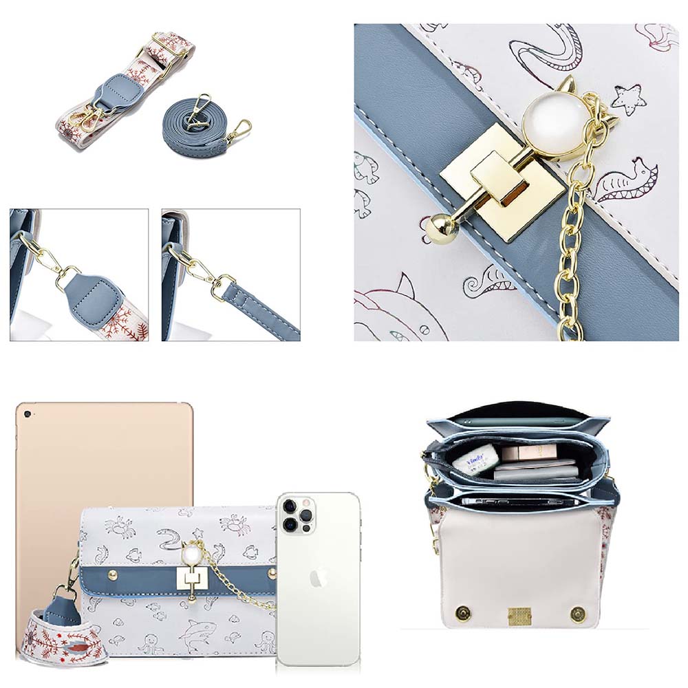Dollcini Stílusos Női Műbőr Crossbody Táska – Kompakt, Kék