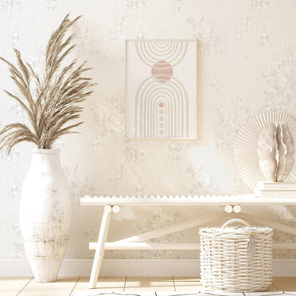 Dollcini Otthon Öntapadós Tapéta – Fehér Virágos Texturált, Dombornyomott