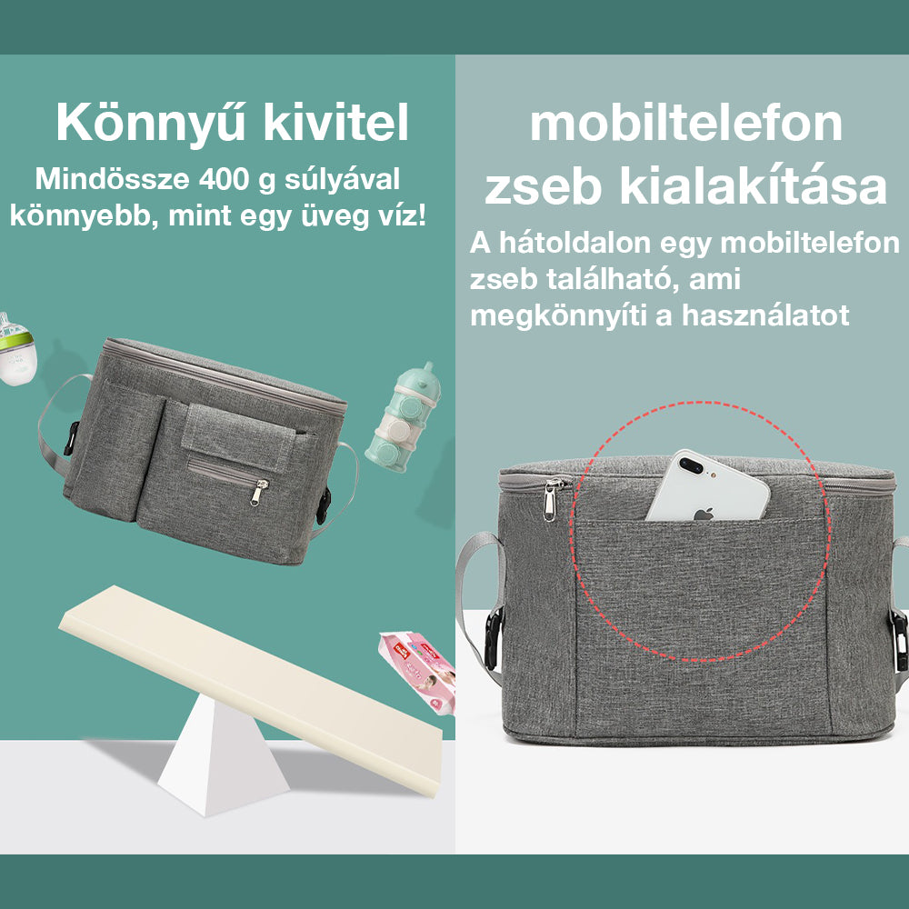 Dollcini Univerzális Babakocsi Táska – Pelenkatároló Rendszerező
