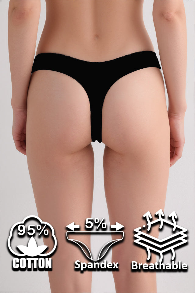 Dollcini, Tanga női bugyi, Cicamintás női bugyi, 95% Pamut + Spandex, Többszínű, 6 db-os Csomag